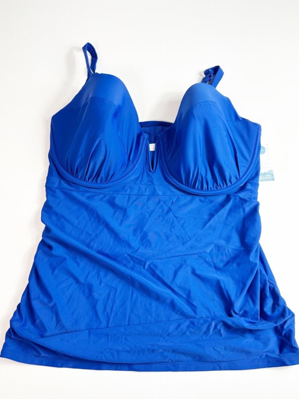 NWT Swim by Cacique Lightly Lined Balconette Swim Tankini Top Blue Size 42G